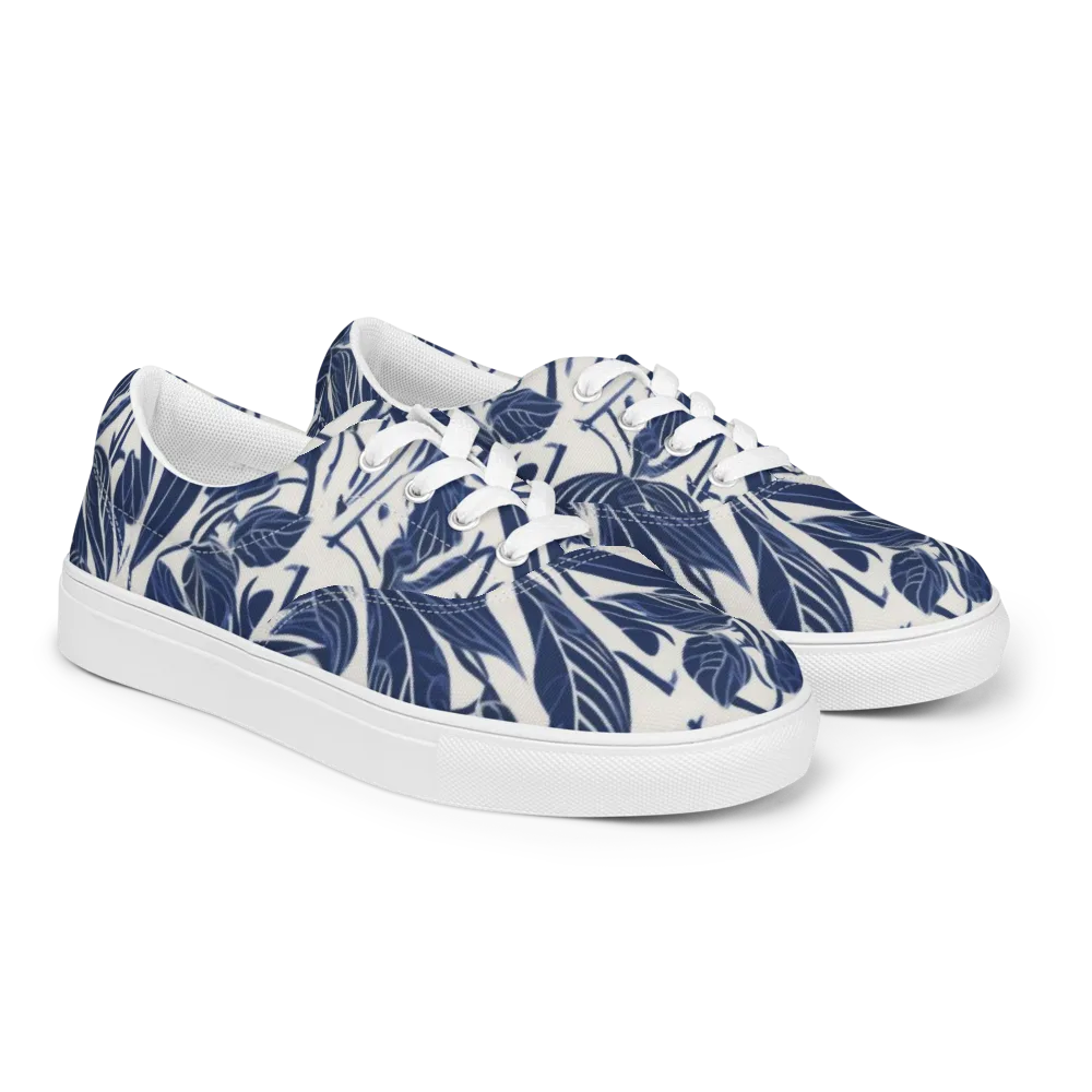 Blue Garden on Men's Lace-Up Canvas Shoes — Right Front