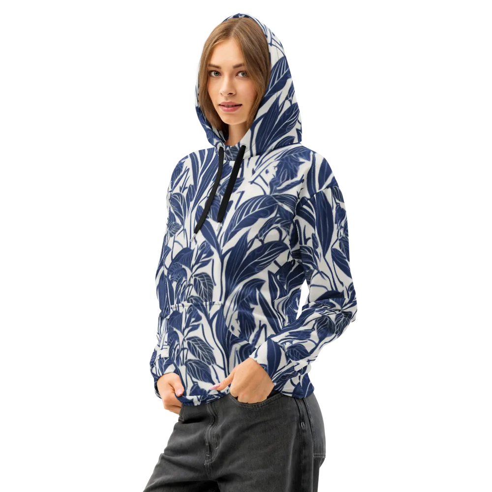 Blue Garden on Cotton Hoodie — Left Front