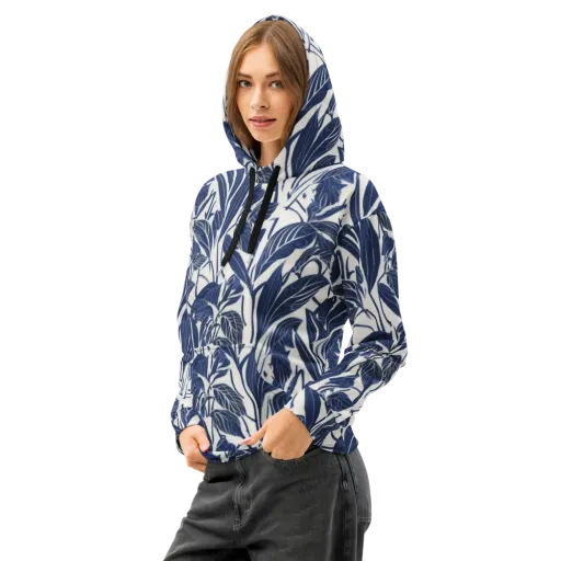 Blue Garden on a Cotton Hoodie