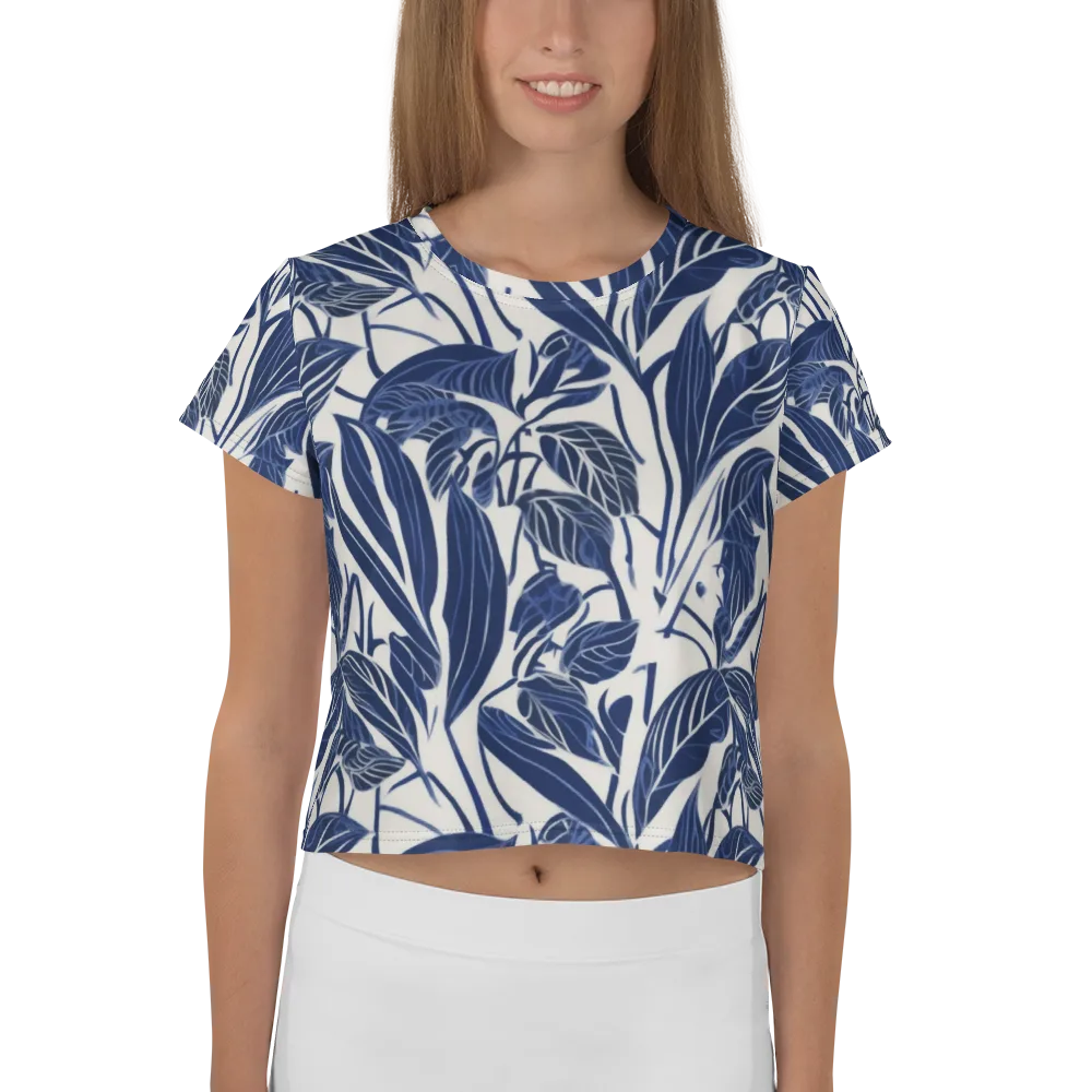 Blue Garden on Crop Tee — Front