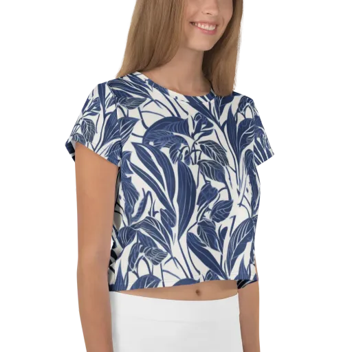 Blue Garden on a Crop Tee