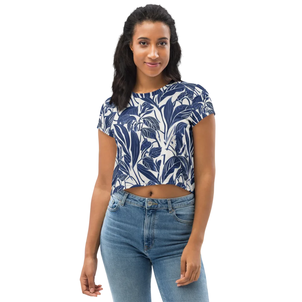 Blue Garden on Crop Tee — Front