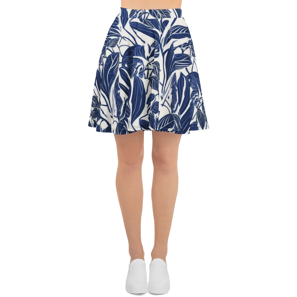 Blue Garden on Skater Skirt — Front