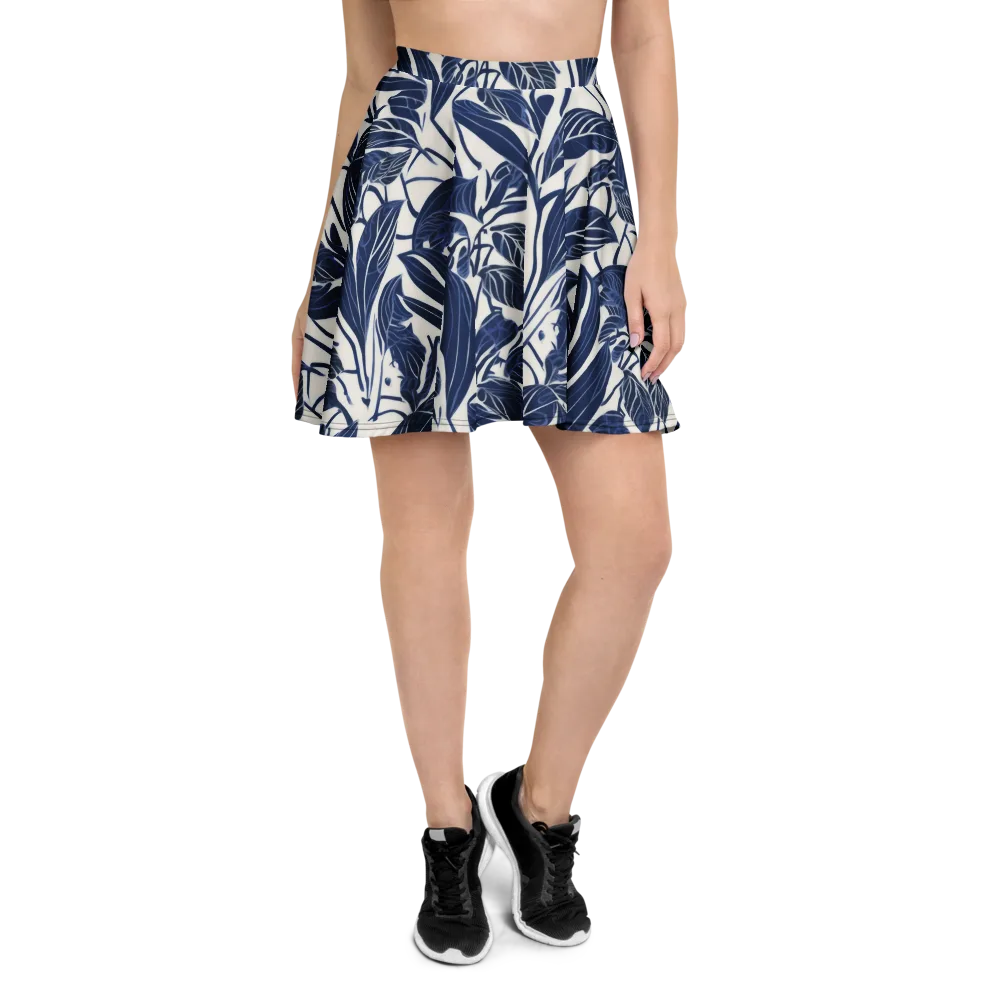 Blue Garden on Skater Skirt — Front