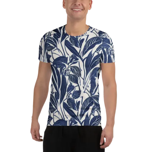 Blue Garden on a Men's Athletic T-Shirt