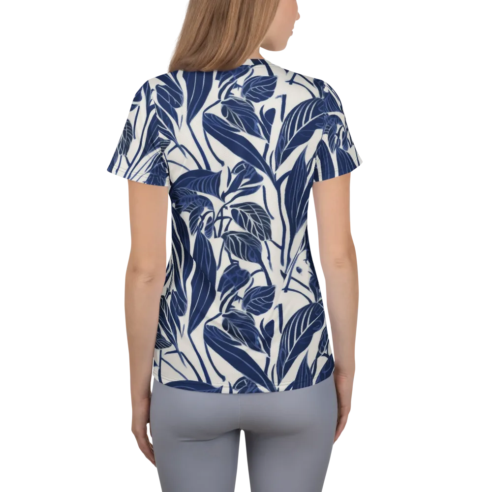 Blue Garden on Women's Athletic T-Shirt — Back
