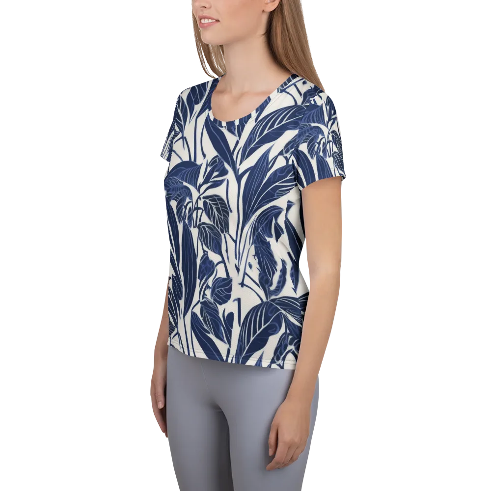 Blue Garden on Women's Athletic T-Shirt — Left
