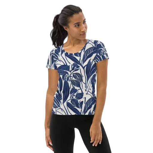 Blue Garden on a Women's Athletic T-Shirt
