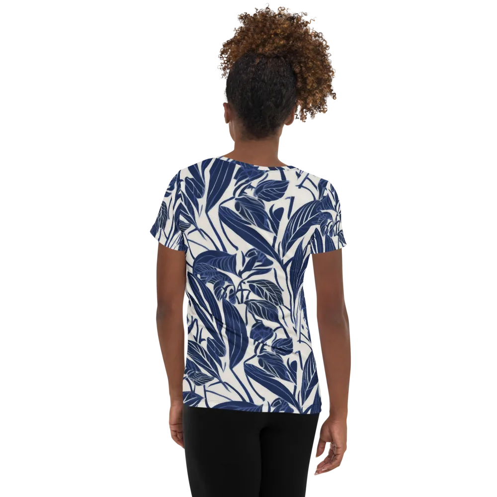 Blue Garden on Women's Athletic T-Shirt — Back