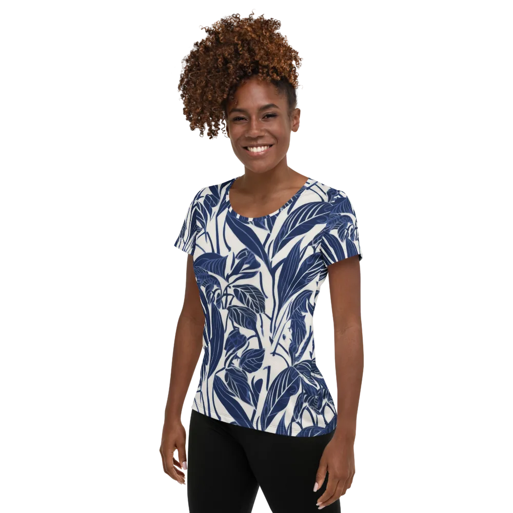 Blue Garden on Women's Athletic T-Shirt — Left