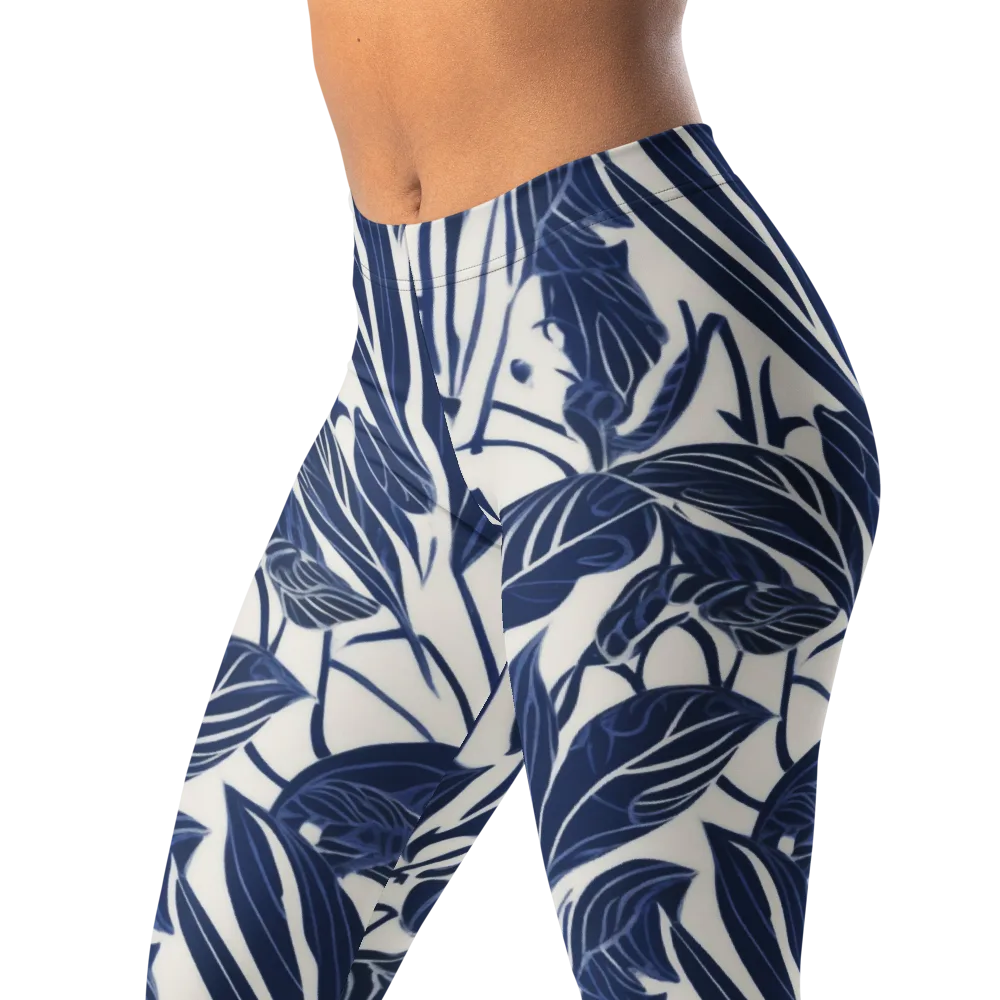 Blue Garden on Leggings — Left Front