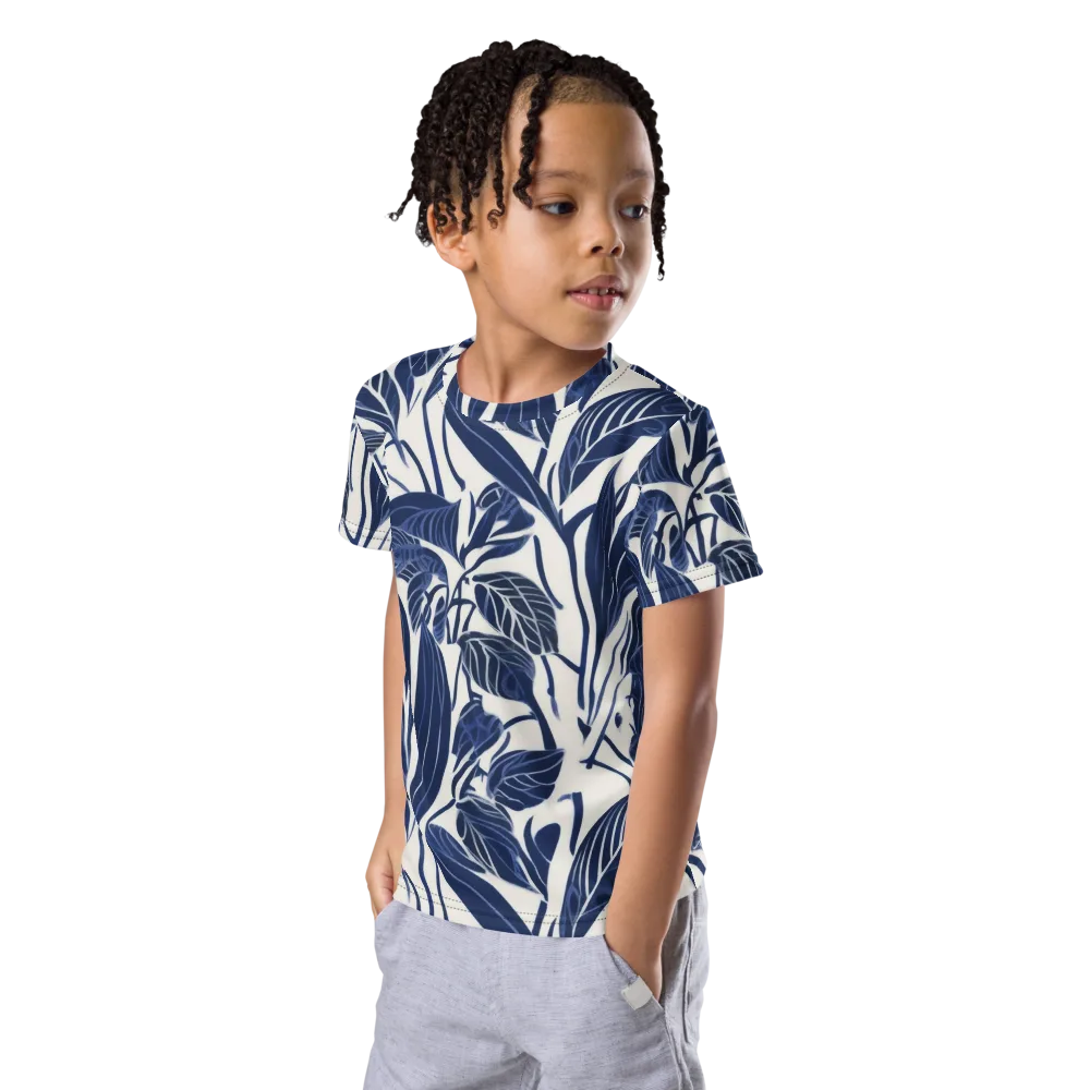 Blue Garden on Kids Crew Neck T-Shirt — Left Front