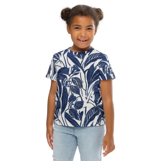 Blue Garden on a Kids Crew Neck T-Shirt