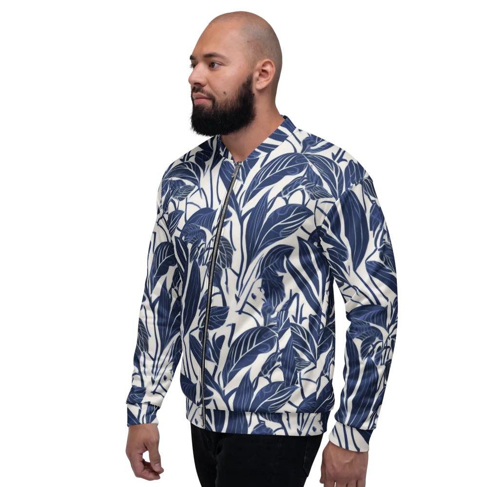 Blue Garden on Bomber Jacket — Left