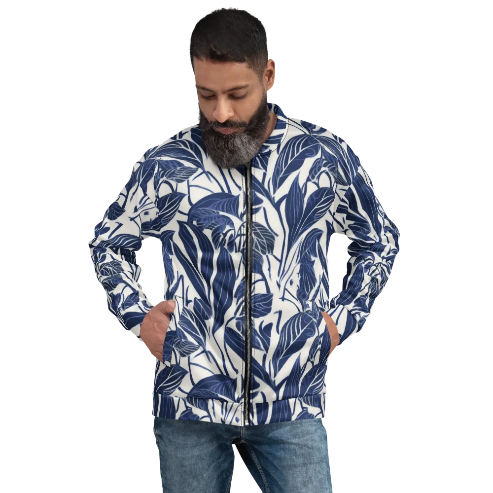 Blue Garden on Bomber Jacket — Front