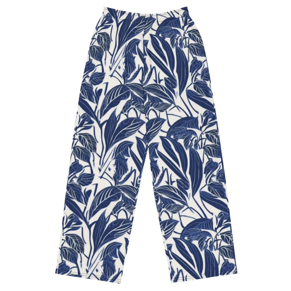 Blue Garden on Wide-Leg Pants — Front