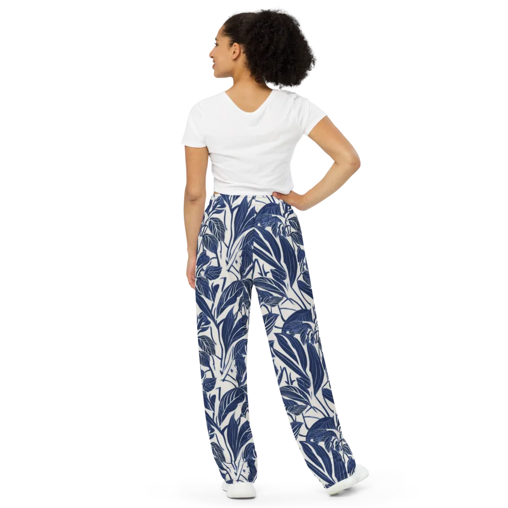 Blue Garden on Wide-Leg Pants — Back