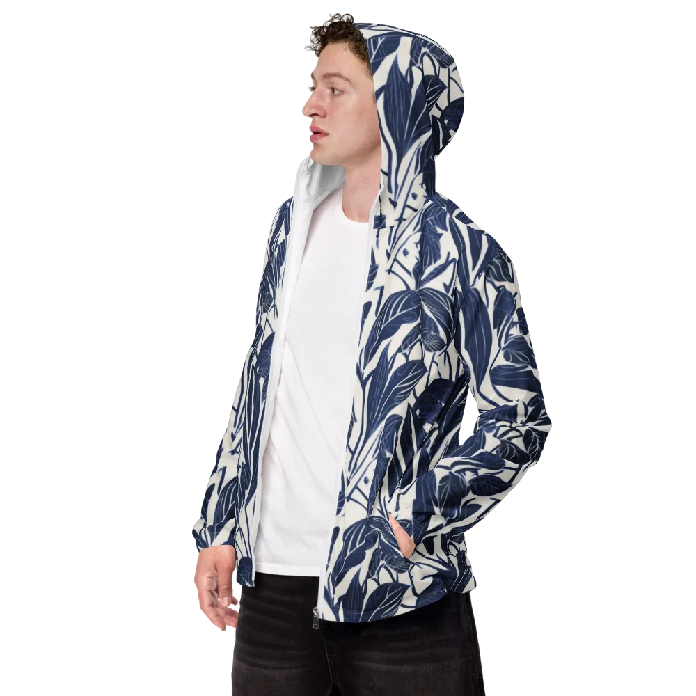 Blue Garden on Men's Windbreaker — Left Front
