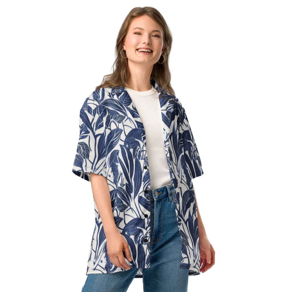 Blue Garden on Button Shirt — Front