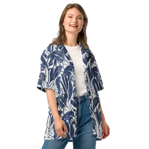 Blue Garden on a Button Shirt