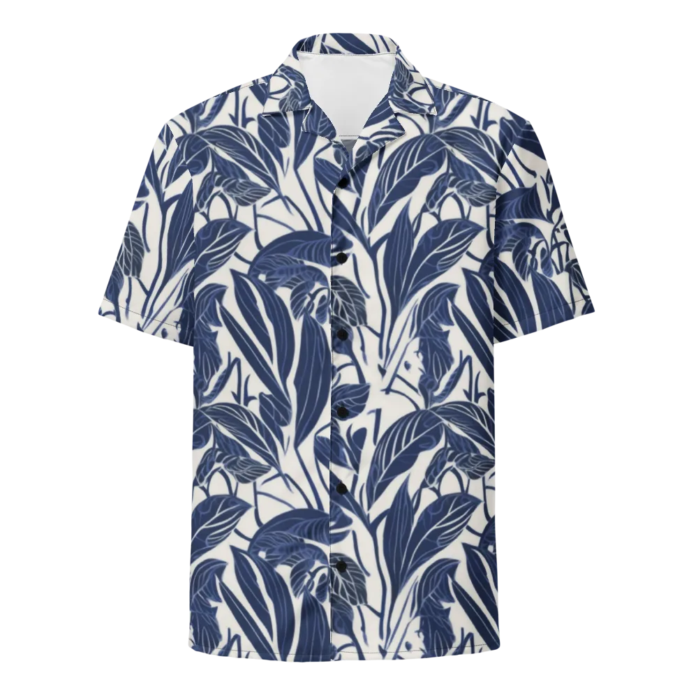 Blue Garden on Button Shirt — Front