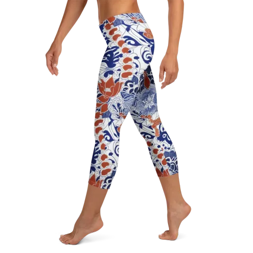 Indigo Garden Cipher on a Capri Leggings