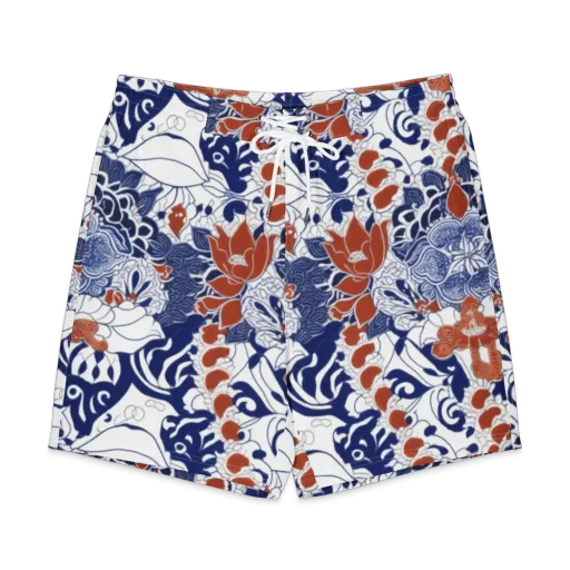 Indigo Garden Cipher on a Men's Board Shorts