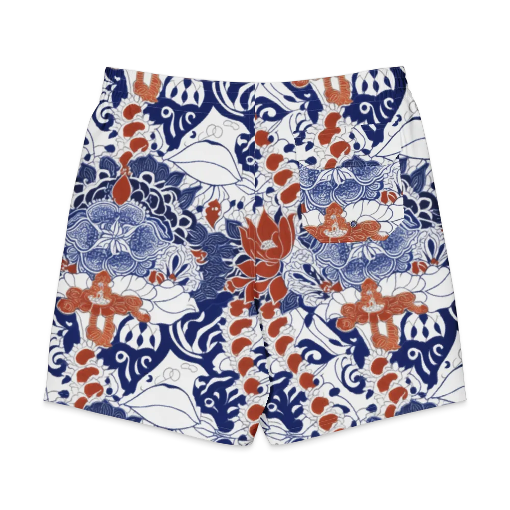 Indigo Garden Cipher on Men's Board Shorts — Back