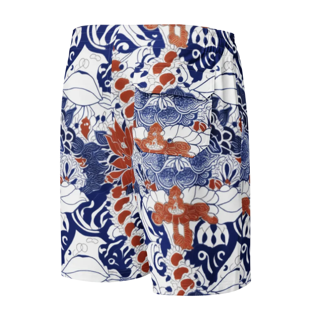 Indigo Garden Cipher on Men's Board Shorts — Back