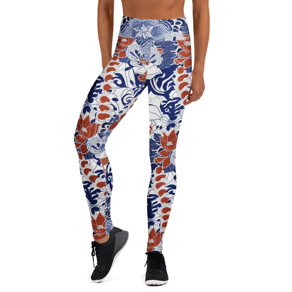 Indigo Garden Cipher on Yoga Leggings — Front