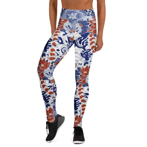 Indigo Garden Cipher on a Yoga Leggings