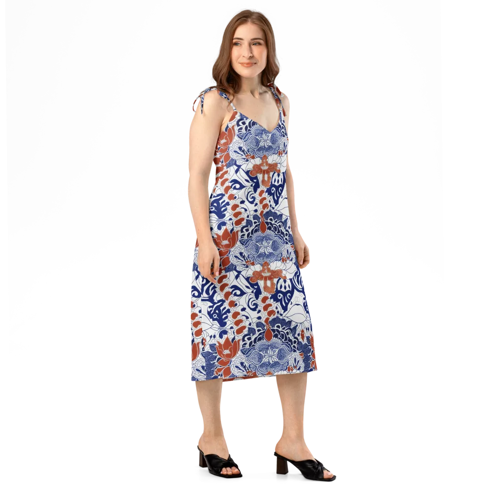 Indigo Garden Cipher on Slip Dress — Right Front