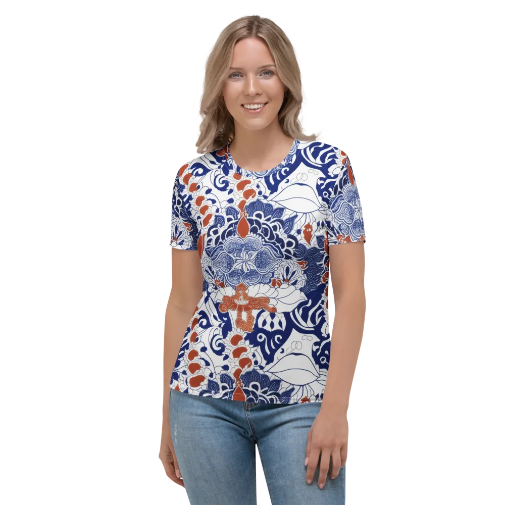 Indigo Garden Cipher on Women's Crew Neck T-Shirt — Front