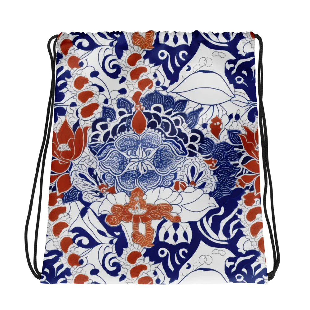 Indigo Garden Cipher on Drawstring Bag — Photo