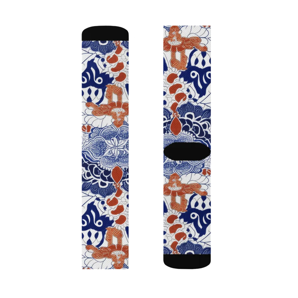 Indigo Garden Cipher on Socks — Left Sock