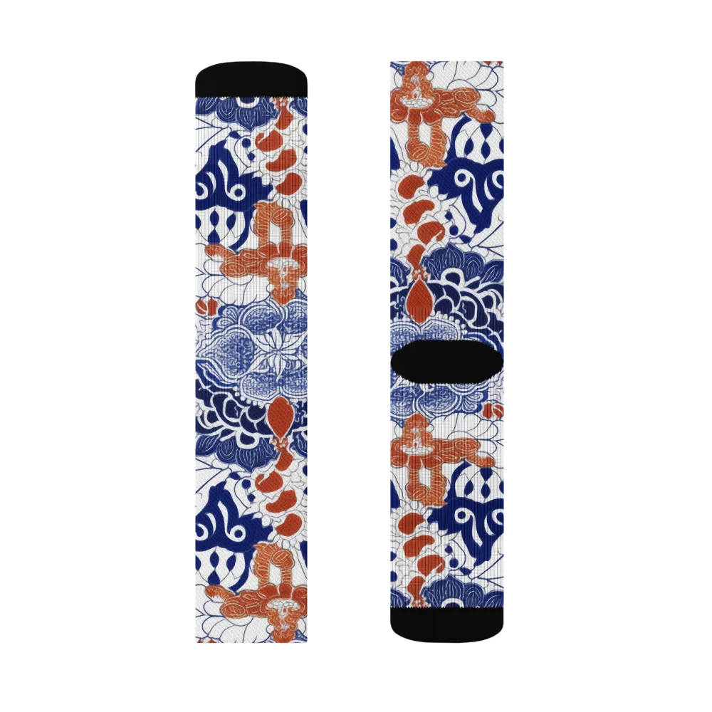 Indigo Garden Cipher on Socks — Right Sock
