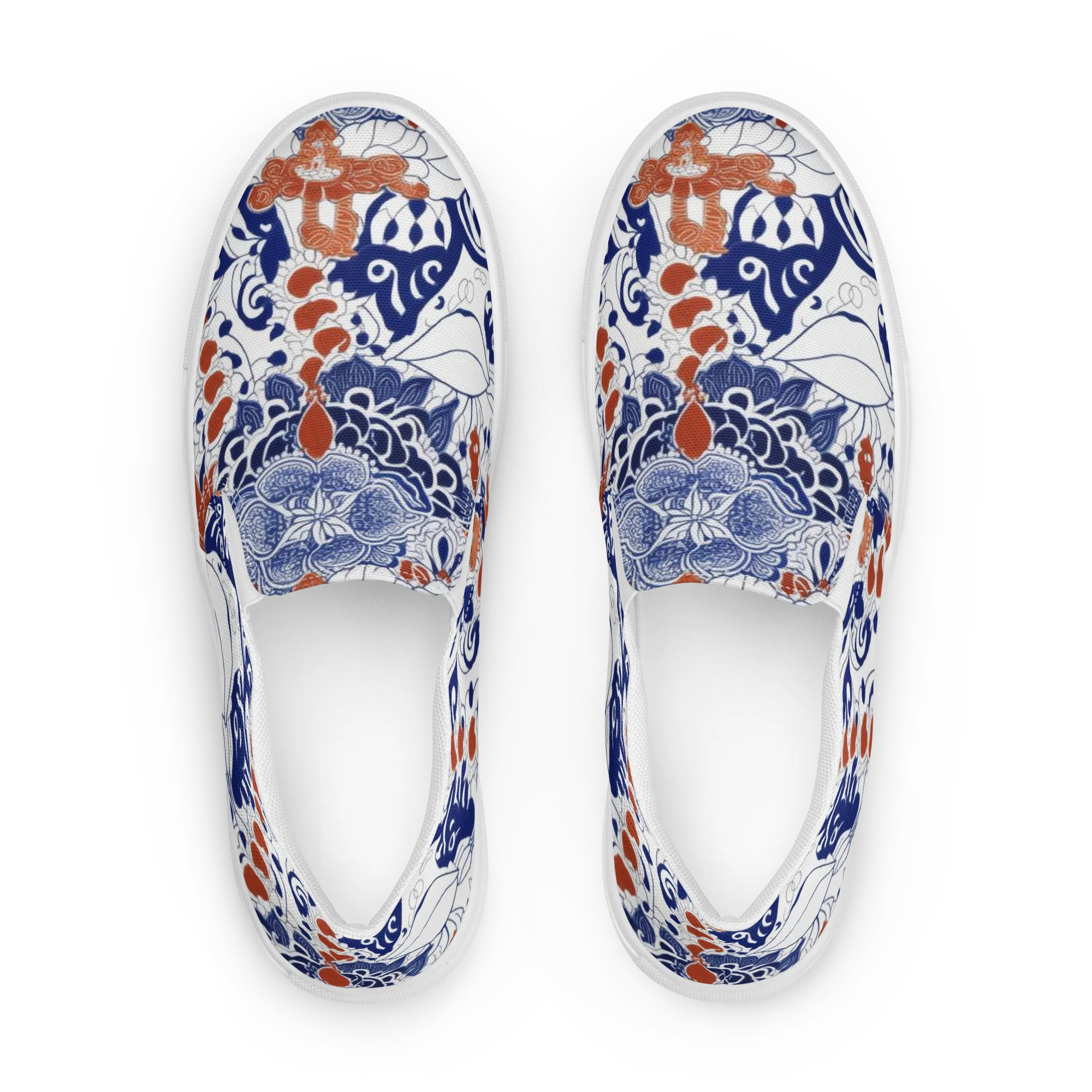 Indigo Garden Cipher on Women's Slip-On Canvas Shoes — Front