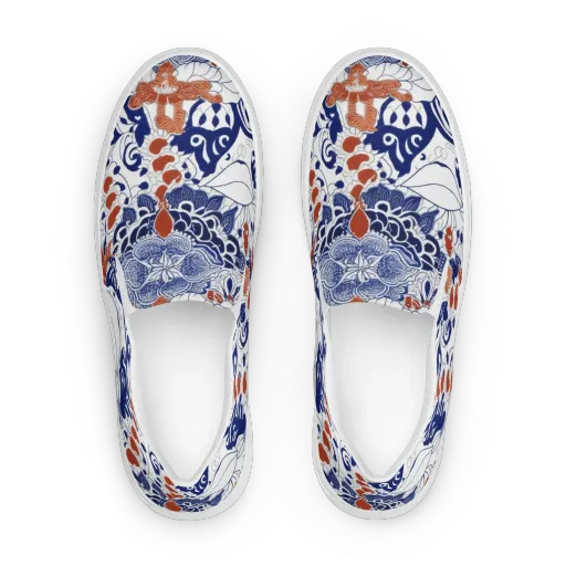 Indigo Garden Cipher on a Women's Slip-On Canvas Shoes