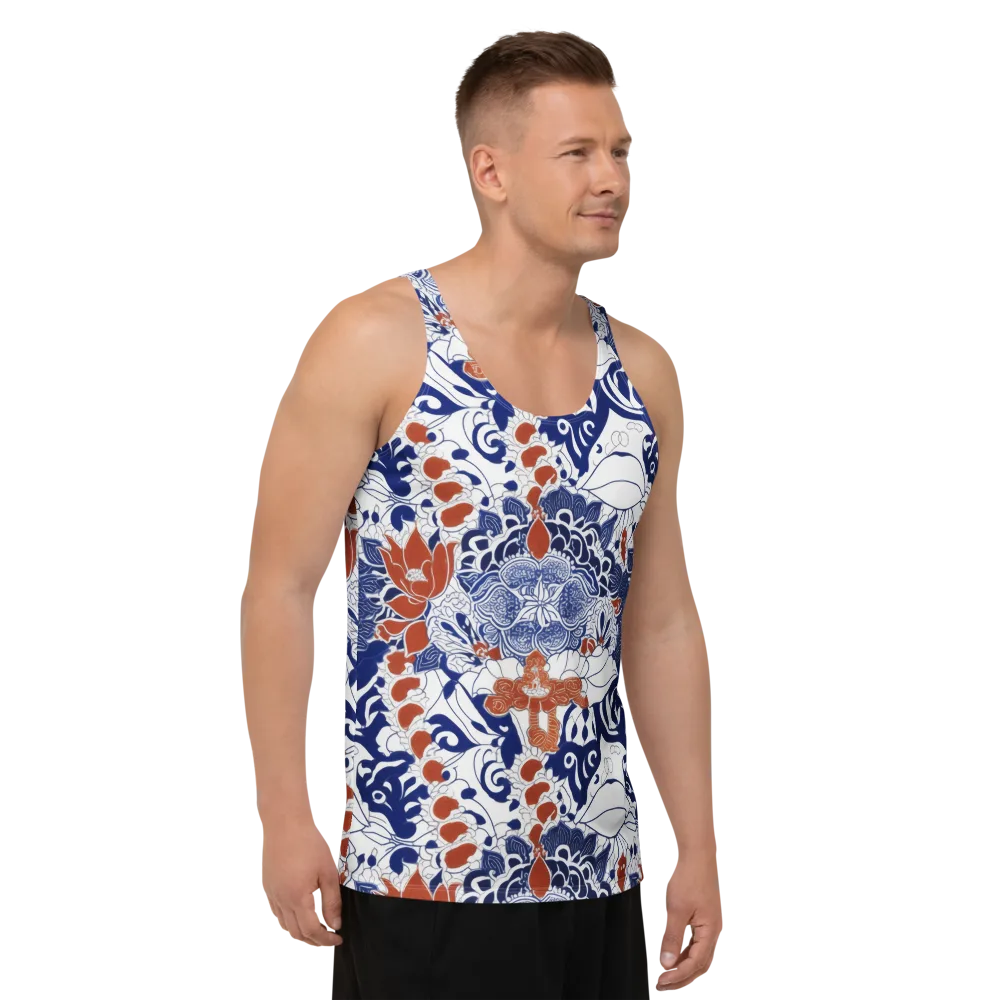 Indigo Garden Cipher on Men's Tank Top — Right Front