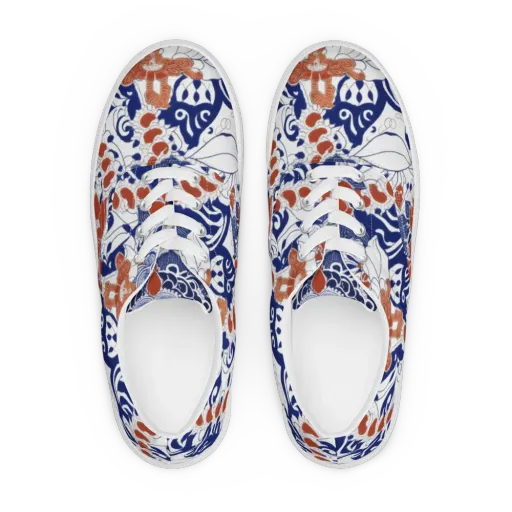 Indigo Garden Cipher on a Men's Lace-Up Canvas Shoes