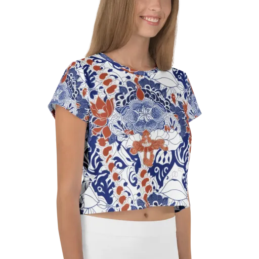 Indigo Garden Cipher on a Crop Tee