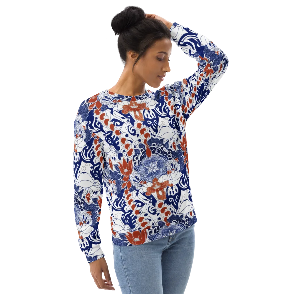 Indigo Garden Cipher on Sweatshirt — Right Front