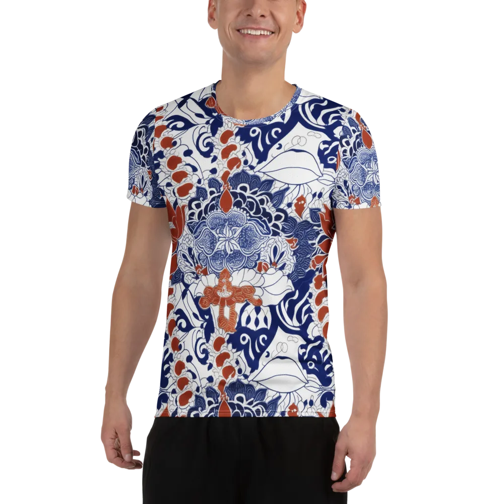 Indigo Garden Cipher on Men's Athletic T-Shirt — Front