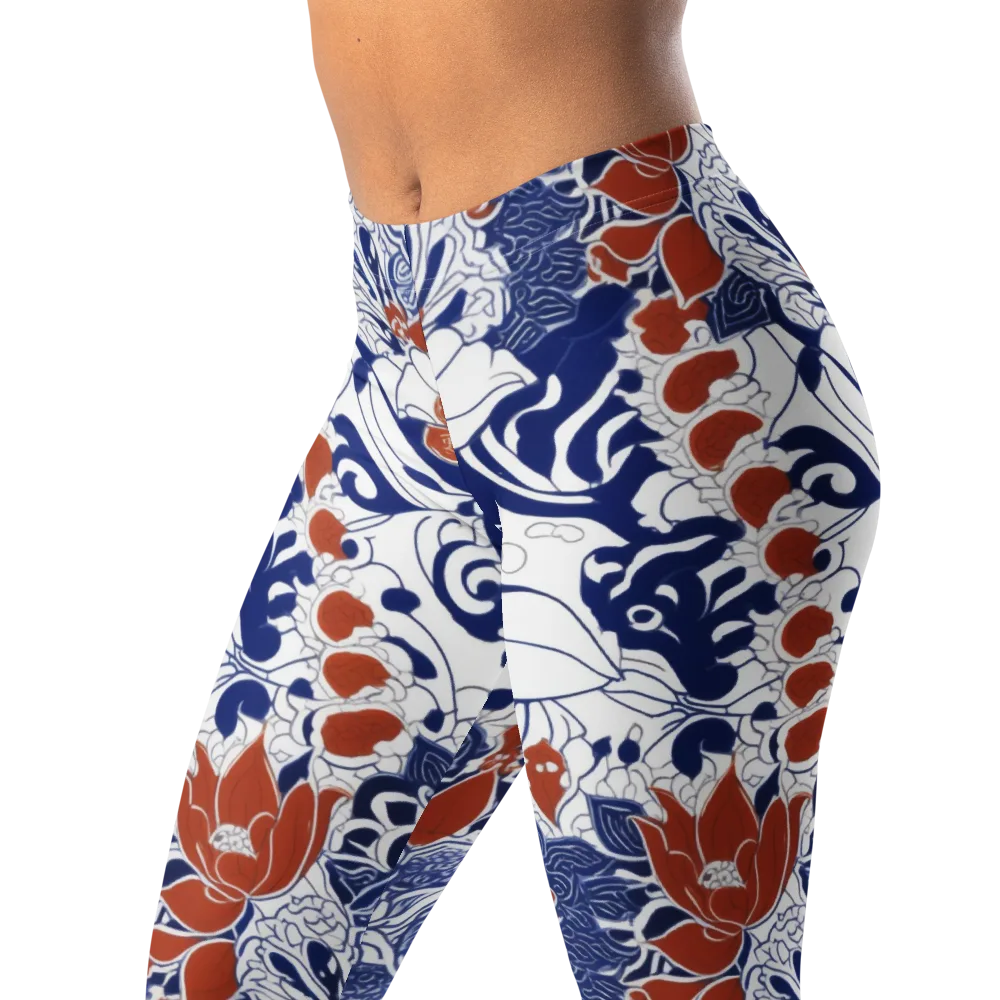 Indigo Garden Cipher on Leggings — Left Front