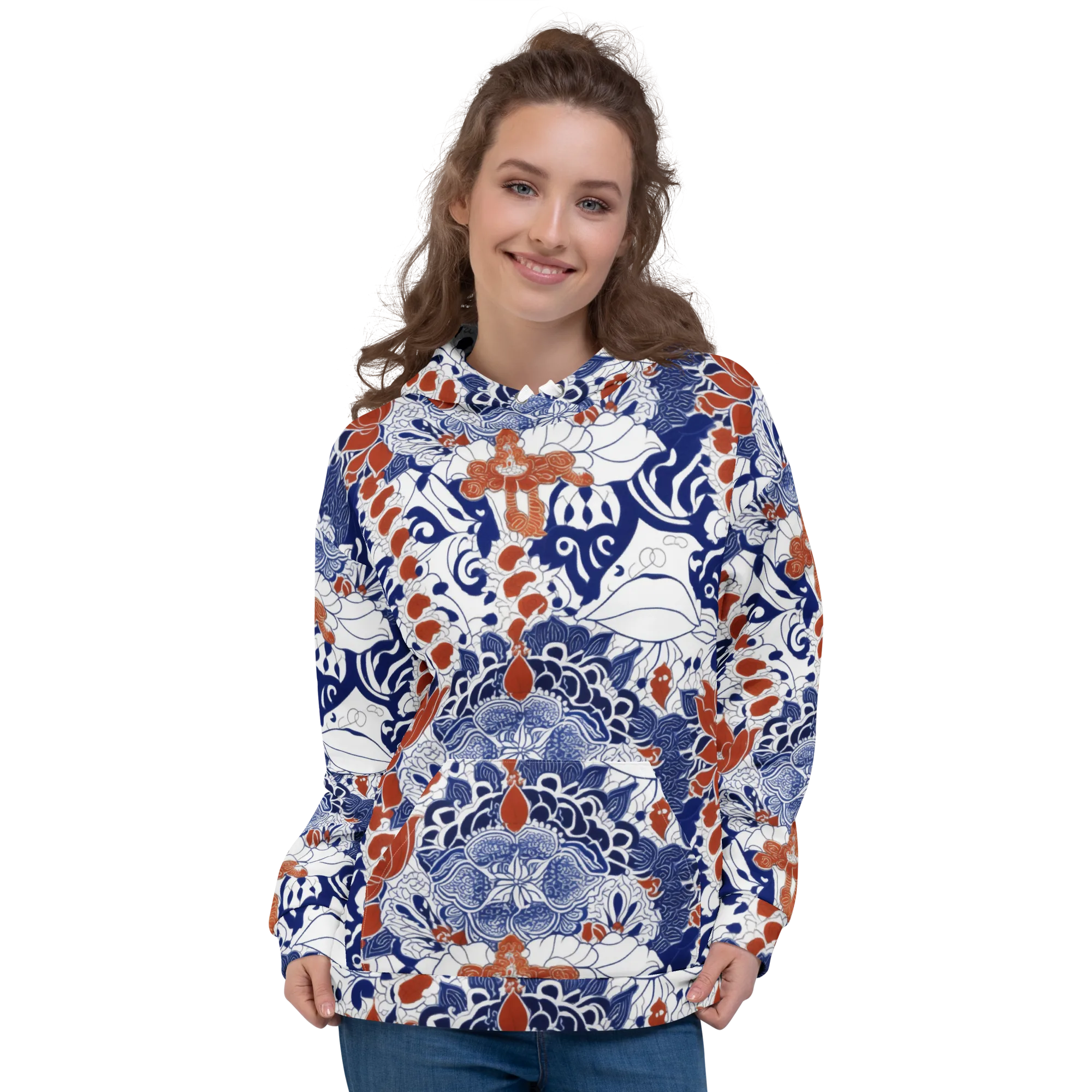 Indigo Garden Cipher on Hoodie — Front