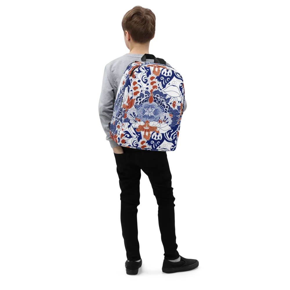 Indigo Garden Cipher on Minimalist Backpack — Right Front