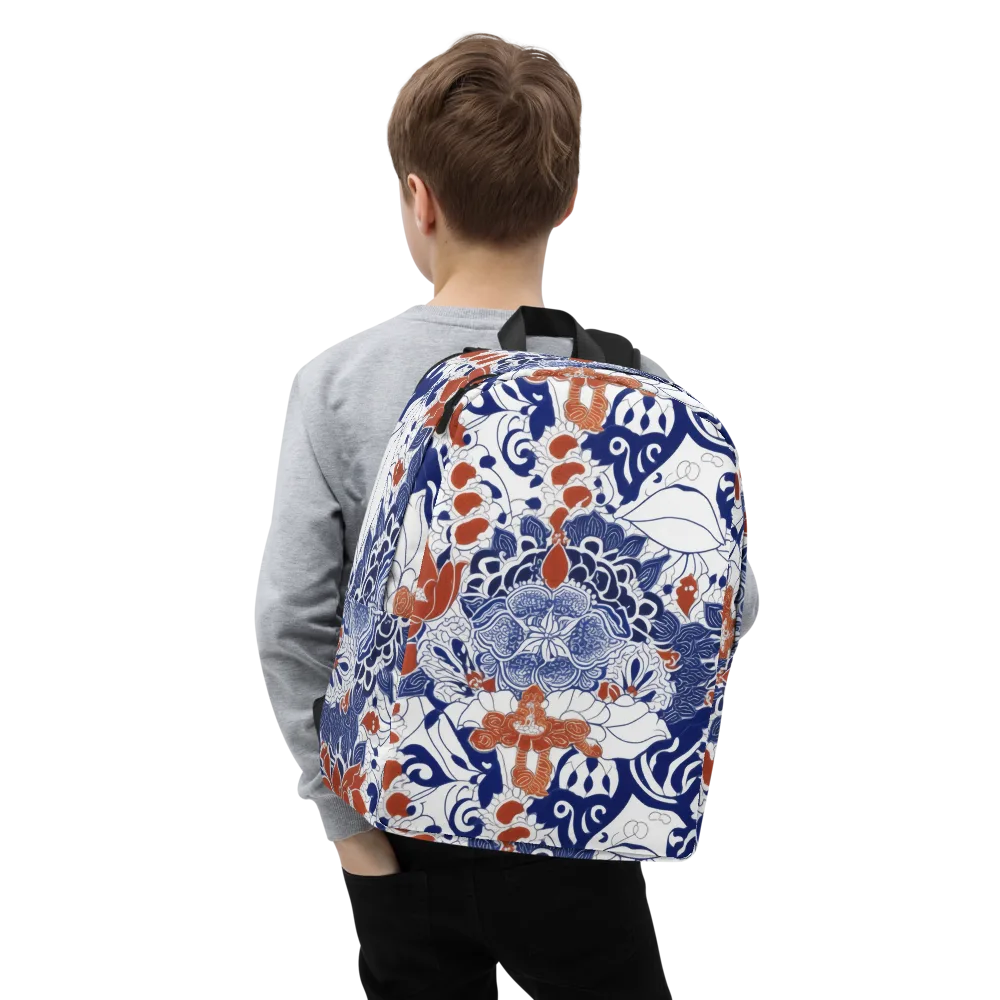 Indigo Garden Cipher on Minimalist Backpack — Zoomed-in