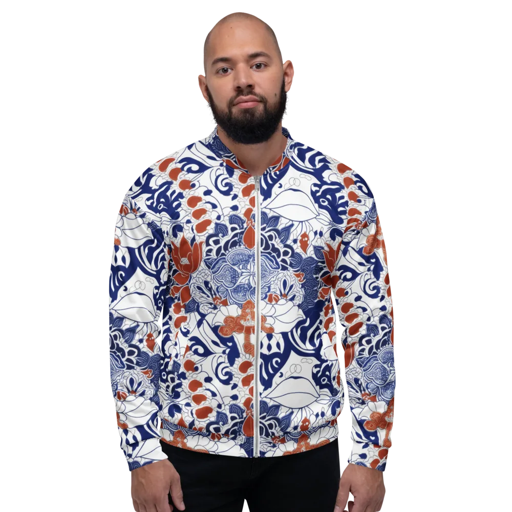 Indigo Garden Cipher on Bomber Jacket — Front