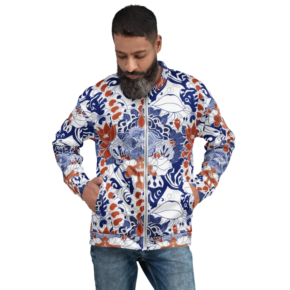 Indigo Garden Cipher on Bomber Jacket — Front