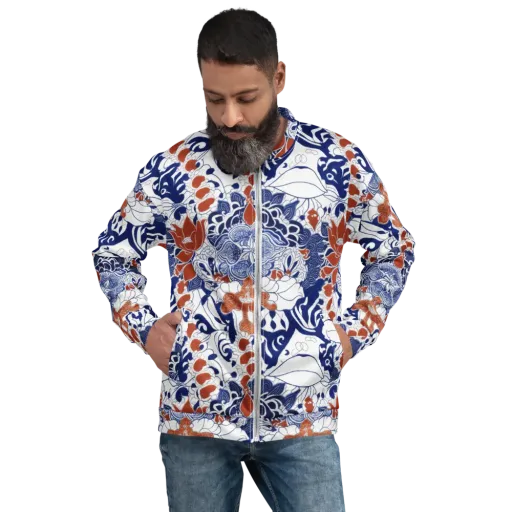 Indigo Garden Cipher on a Bomber Jacket